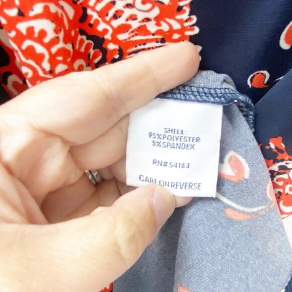 2/$30 Tommy Hilfiger Small Womens Blue/Orange Floral Sleeveless Blouse - Picture 7 of 10